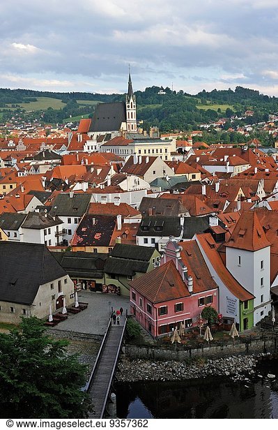 Europa sehen Palast Schloß Schlösser Stadt Fluss Tschechische Republik Tschechien Moldau Böhmen alt