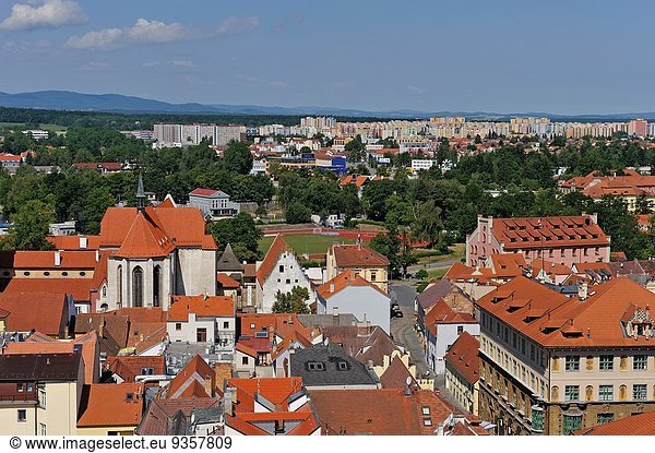 Europa Stadt schwarz hoch oben Tschechische Republik Tschechien Draufsicht alt