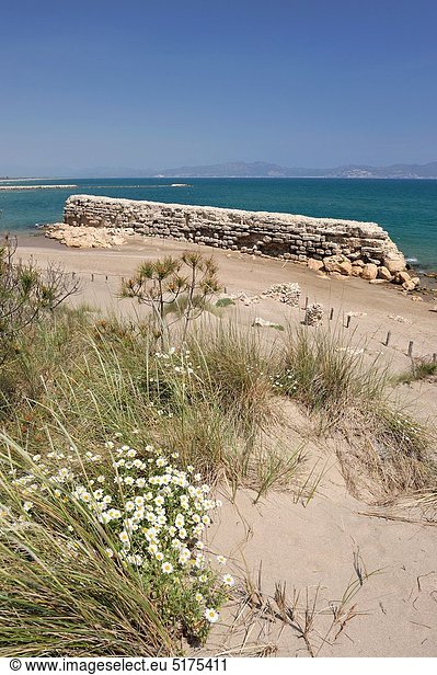 Europa  Strand  Ruine  Steg  Zeit  antik  Katalonien  Spanien
