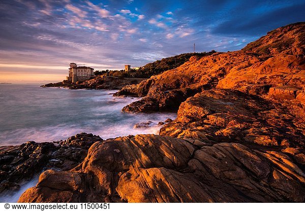 Europe  Italy  Boccale castle at Sunset  province of Livorno  Italy.