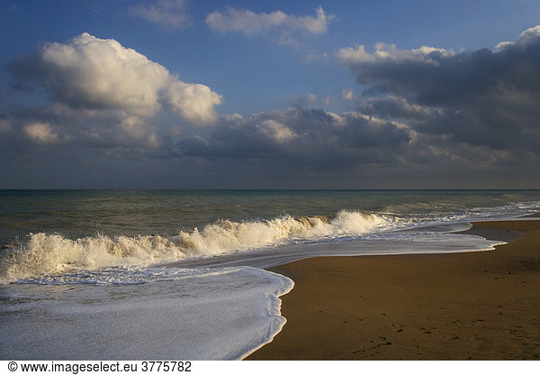 Evening mood beach of Peniscola Costa Azahar Spain Europe