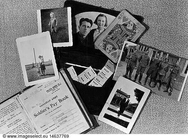 events  Second World War / WWII  France  Dieppe  19.8.1942  belongings of a fallen Canadian soldier