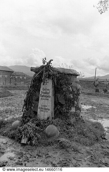 events  Second World War / WWII  Greece  Balkans Campaign 1941  German military cemetery Marinopolje at the Metaxas Line  April 1941
