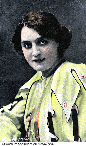 Evie Greene (1875-1917)  englische Schauspielerin  Anfang des 20. Jahrhunderts. Künstlerin: Unbekannt