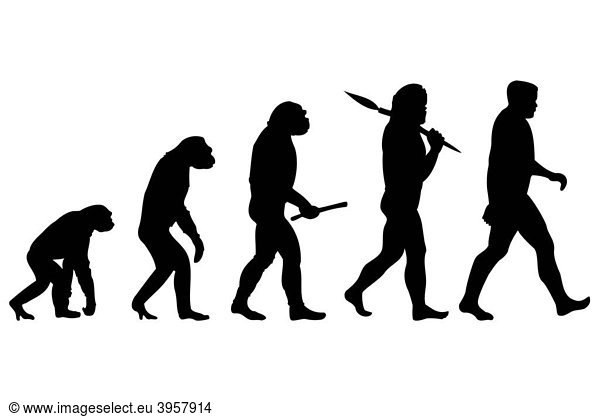 Evolution of man Evolution of man, sequence, symbolic image for ...