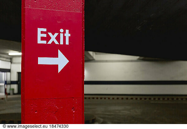 Exit sign in parking lot