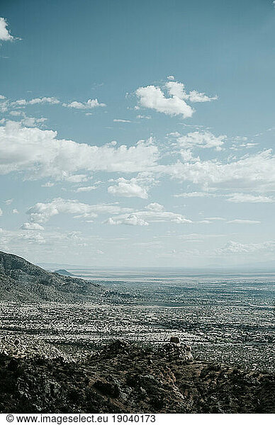 Expansive view of desert landscape from above Albuquerque