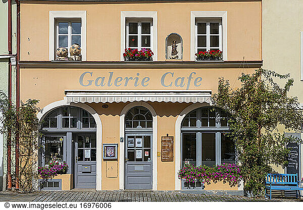 Exterior of Galerie Cafe  Loket  Sokolov District  Karlovy Vary Region  Bohemia  Czech Republic