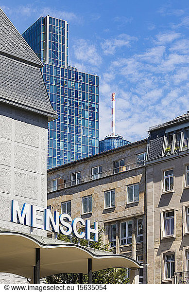 Exterior of MENSCH building in city  Frankfurt  Hesse  Germany