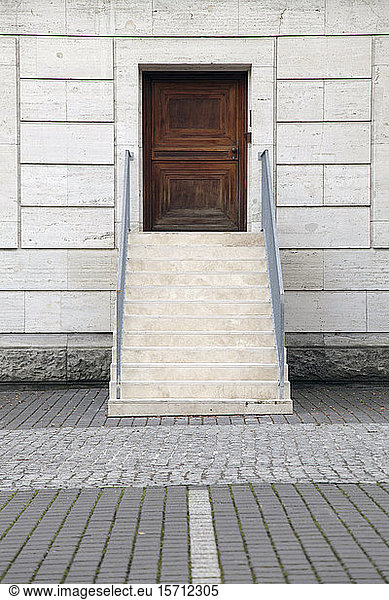 Exterior stair to wooden door  Berlin  Germany