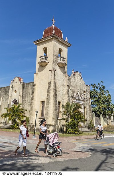 Exterior view of the Catholic Church in Nueva Gerona on Isla de la Juventud  Cuba.