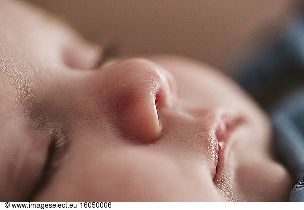 Extreme close-up of baby girl sleeping