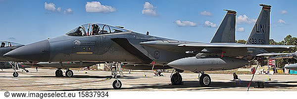 F-15 Eagle-Kampfflugzeug auf dem Flugplatz Luqa