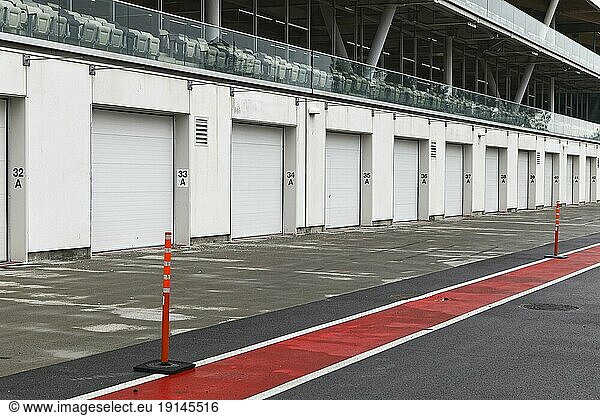 F1 Racing site  Paddock  garages in the pitlane  Montreal  Province of Quebec  Canada  North America