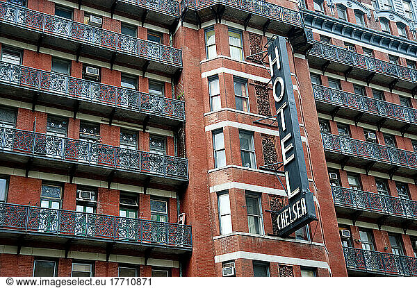 Facade Of The Famous Hotel Chelsea  Manhattan  New York  Usa