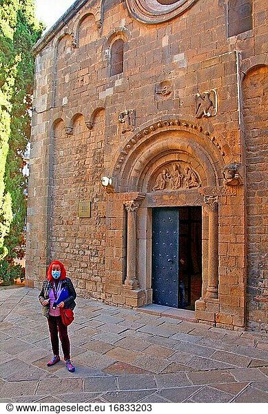Facade of the former Romanesque Benedictine monastery of Sant Pau del Camp  Barcelona  ??Catalonia  Spain