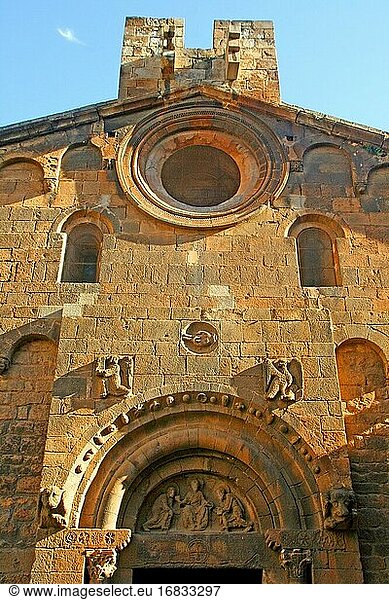 Facade of the former Romanesque Benedictine monastery of Sant Pau del Camp  Barcelona  ??Catalonia  Spain
