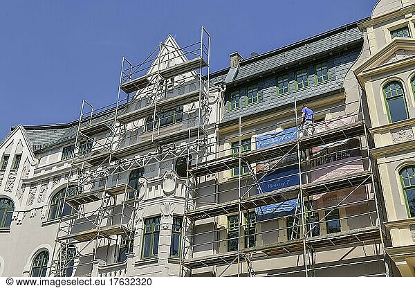 Facade renovation  old building  Ernst-Haeckel-Platz  Jena  Thuringia  Germany  Europe