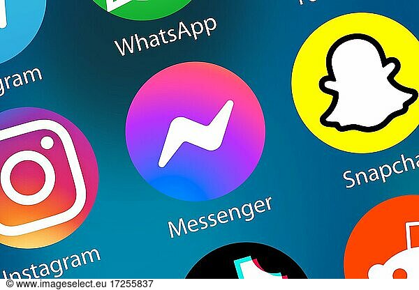 Facebook Messenger Logo soziale Medien Icon soziales Netzwerk im Internet Hintergrund in Deutschland