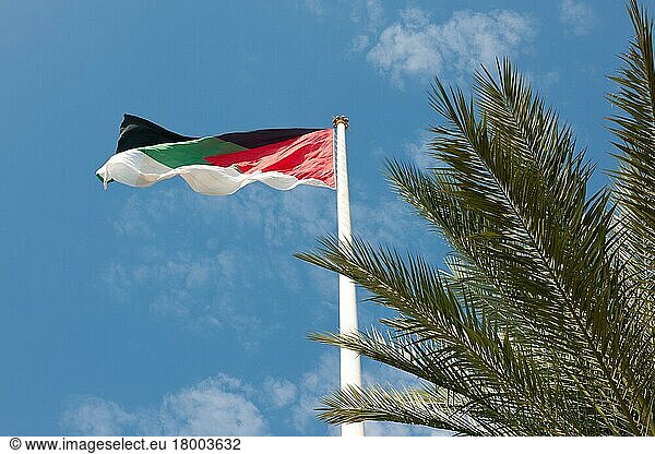 Fahnenmast mit Fahne von Jordanien  Aqaba  Jordanien  Kleinasien  Akaba  Asien