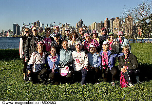 Family and friends make up the walker team 'Peggy's Spirit' at the Avon Walk for Breast Cancer in New York City.