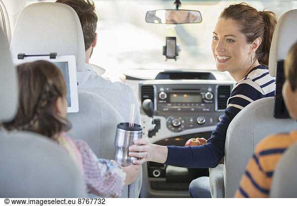 Family inside car