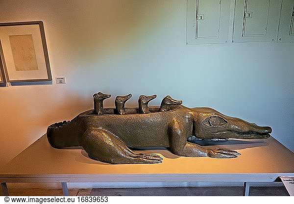 Famous crocodile sculpture by Leonora Carrington  Xilitla  San Luis Potosi  Mexico.
