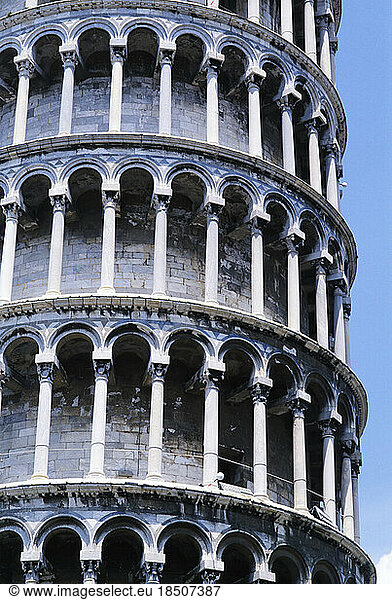 Famous Leaning Tower of Pisa Italy close up
