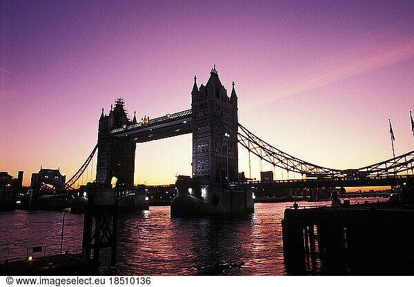 Famous Tower Bridge over the river Thames London England