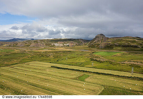Farmland on a sunny day in west fjords  Iceland.