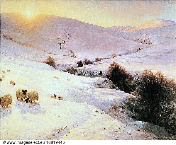 Farquharson Joseph - and the Sun Peeped O'er Yon Southland Hills - Britische Schule - 19. Jahrhundert.