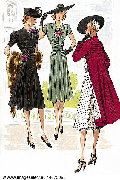 fashion,  1930s,  ladie's fashion,  elegant fashion,  20th century,  historic,  historical,  clothes,  dress,  dresses,  ladie's,  elegance,  skirt,  fur,  high society,  gloves,  magazine,  pattern,  patterns,  beauty,  mannequin,  model,  fashion model,  mannequins,  models,  fashion models,  full length,  afternoon dress,  people,  nostalgia,  woman,  women,  female