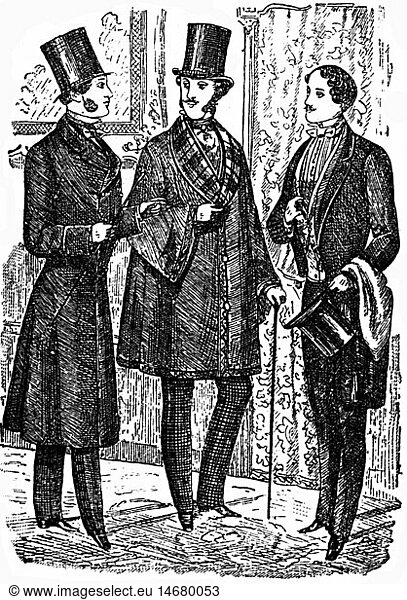 fashion,  19th century,  men's fashion,  wood engraving,  1854