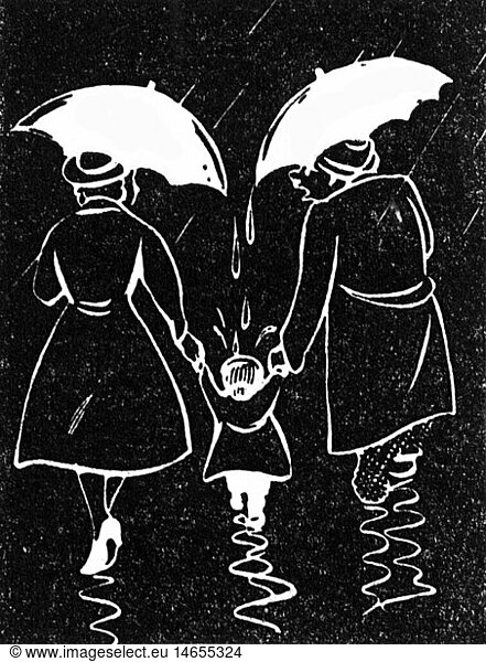 fashion,  accessories,  'Dad,  Mum and I',  drawing by Pochechuiev,  Moscow,  1960