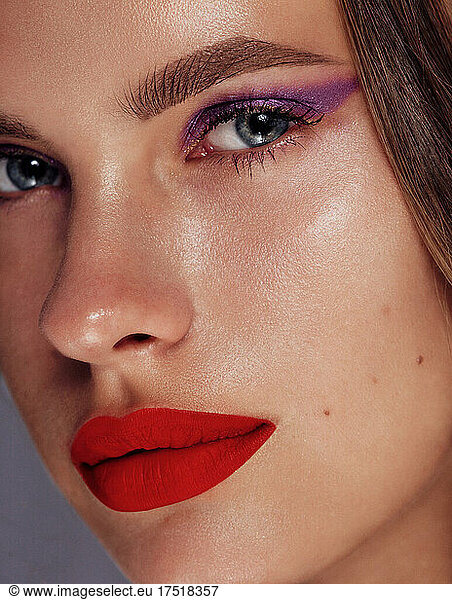 Fashion Beauty Girl Portrait looking at camera christmas make up