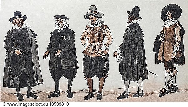 Fashion  clothes in Germany  civic costumes circa 1625-1635  illustrations  Germany  Europe