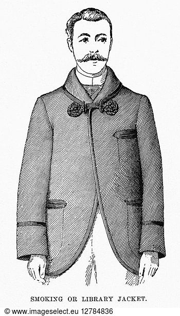 FASHION: JACKET  1890. Smoking or library jacket  by Dr. Jaeger's Sanitary Woolen System Company in New York. Engraving  American  1890.