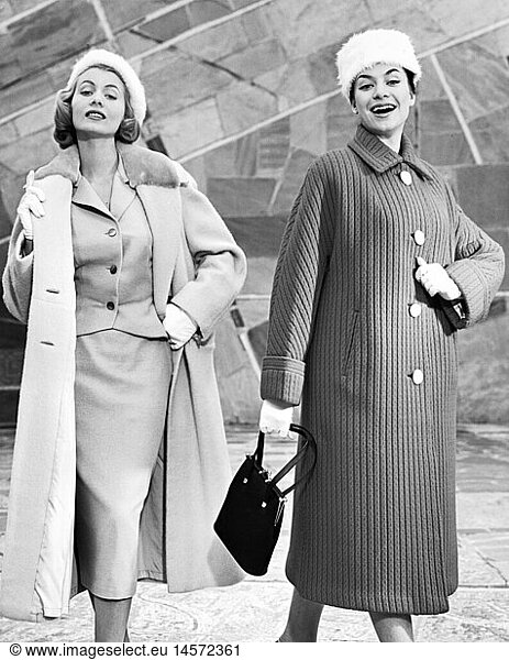 fashion  ladies' fashion  two mannequin in winter clothes  1957