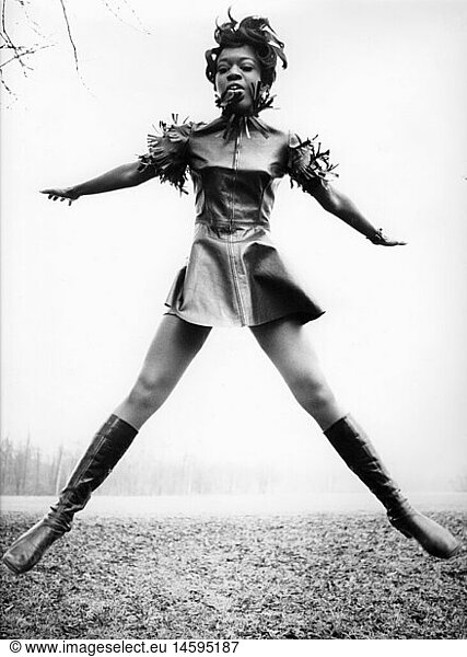 fashion  ladies' fashion  woman in mini dress and leather boots  1968