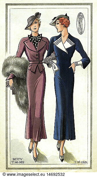 fashion 1930s ladie's fashion elegant fashion 20th century historic historical clothes dress dresses ladie's elegance skirt fur high society gloves magazine pattern patterns beauty mannequin model fashion model mannequins models fashion models full length afternoon dress street fashion hat cloqu women woolen dress woolen dresses feather boa people nostalgia female woman