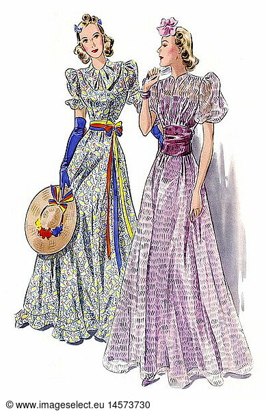fashion 1930s ladie's fashion summer fashion 20th century historic historical clothes dress dresses ladie's elegance high society gloves magazine pattern patterns beauty mannequin model fashion model mannequins models fashion models full length clipping cut out cut-out cut-outs people nostalgia woman women female