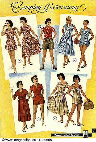 fashion  1950s  ladies' fashion  camping fashion  GDR  1957
