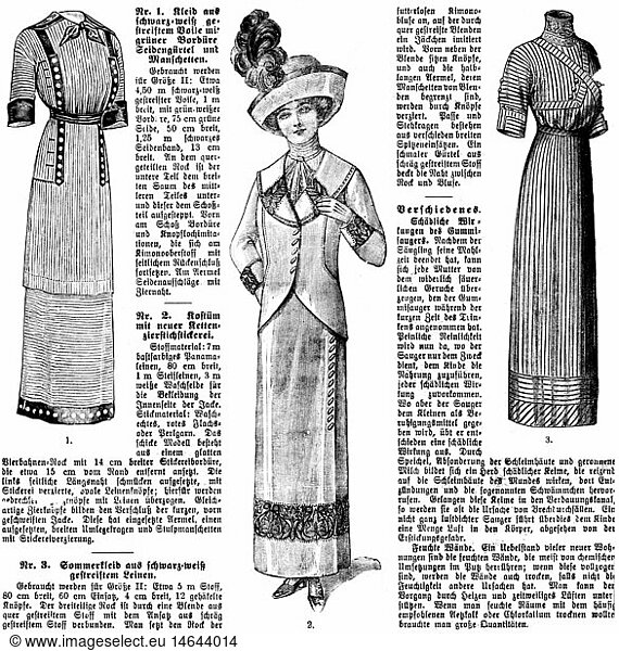 fashion  1910s  ladies' fashion from Paris  wood engraving  out of: 'Das Neue Blatt'  Leipzig  1912