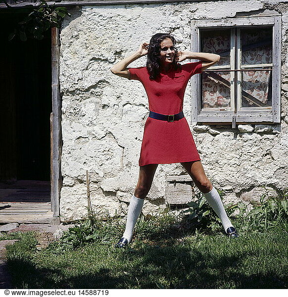 fashion  1960s  ladies' fashion  woman in polo dress and knee-length socks