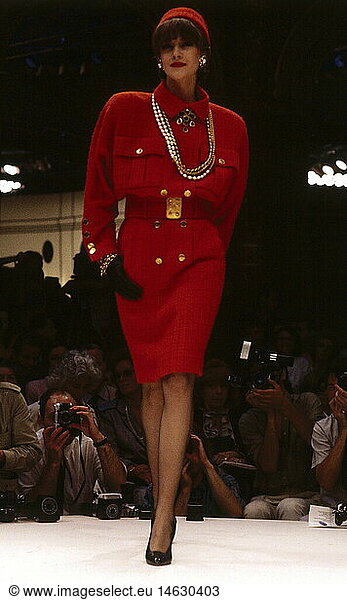fashion  1980s  mannequin  wearing dress  full length  catwalk  spring summer  by Chanel  1985/1986  80s