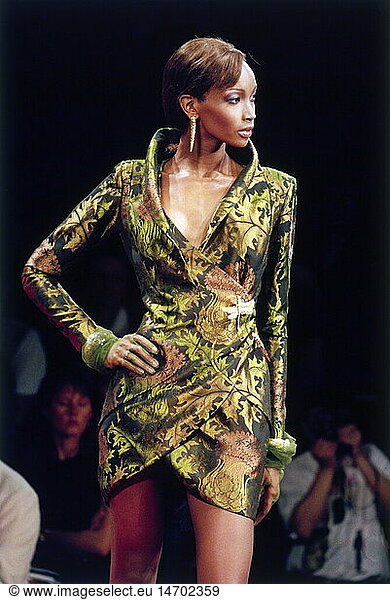 fashion  1990s  mannequin  wearing dress  half length  catwalk  autumn winter  Haute Couture  by Christian Dior  Paris  1994/1995