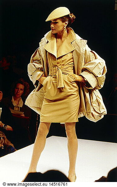 fashion  1990s  mannequin  wearing dress  half length  catwalk  Haute Couture  spring summer  by Christian Dior  Paris  1992