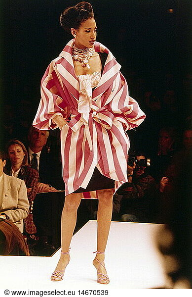 fashion  1990s  mannequin  wearing jacket  half length  catwalk  Haute Couture  spring summer  by Christian Dior  Paris  1993