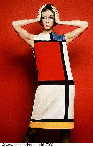 fashion  1960s  'Robe Mondrian'  by Yves Saint Laurent  fall / winter collection 1965 / 1966