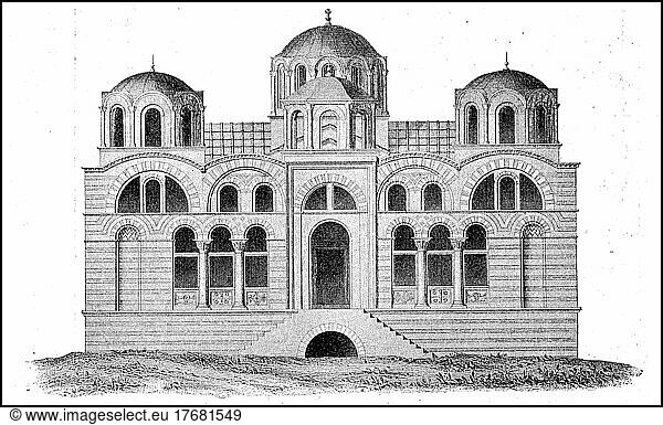 Fassade der Marienkirche  Theotokoskirche in Konstantinopel  Istanbul  Türkei  digital restaurierte Reproduktion einer Vorlage aus dem 19. Jahrhundert  genaues Datum unbekannt  Asien